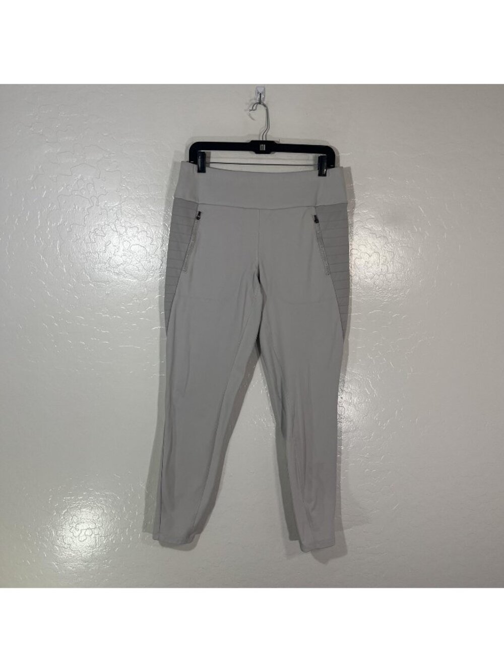 Athleta Leggings Womens L Gray Hybrid Fleece Tight High Rise Ankle Zip Pockets